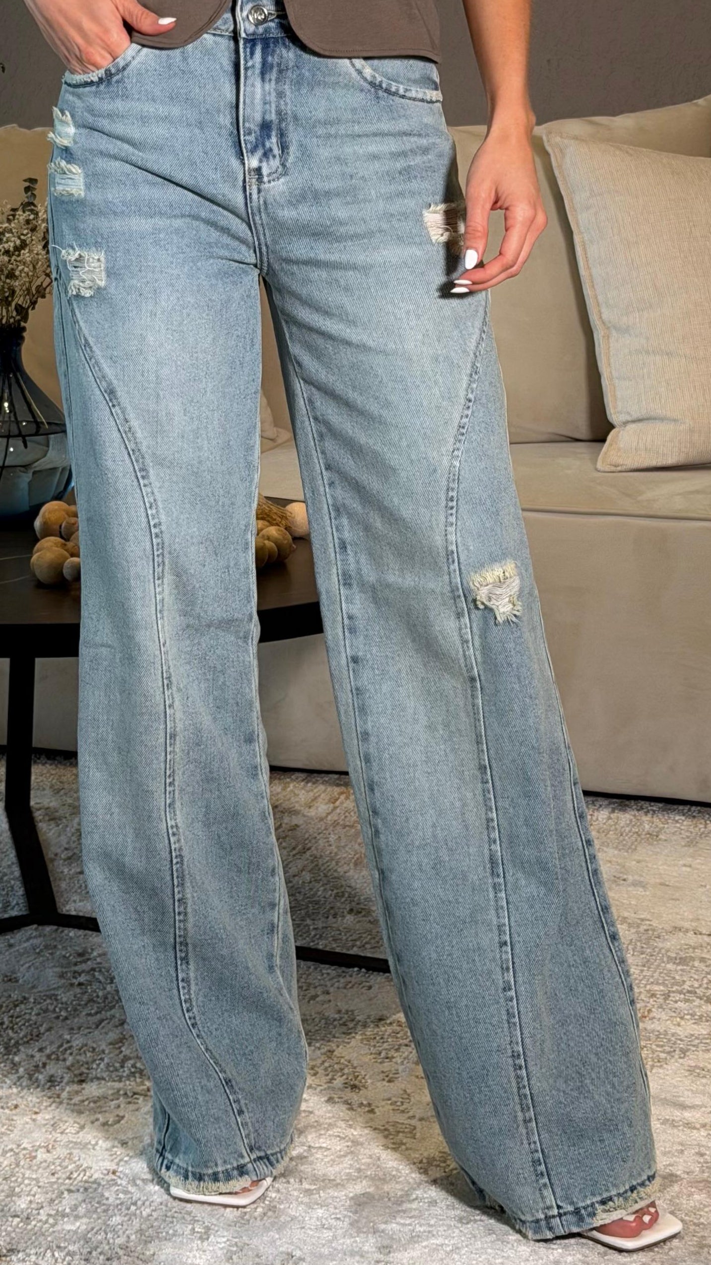 REF:77282-1 Wide Leg Cortes Tono Claro