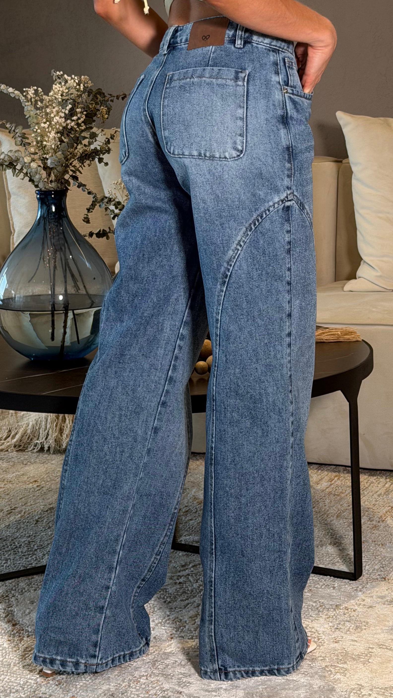 REF:77282-2 Wide Leg Cortes Tono Oscuro