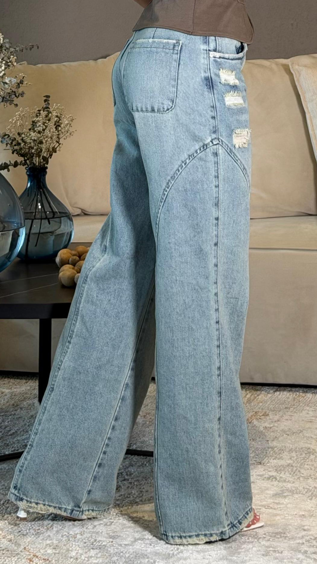 REF:77282-1 Wide Leg Cortes Tono Claro