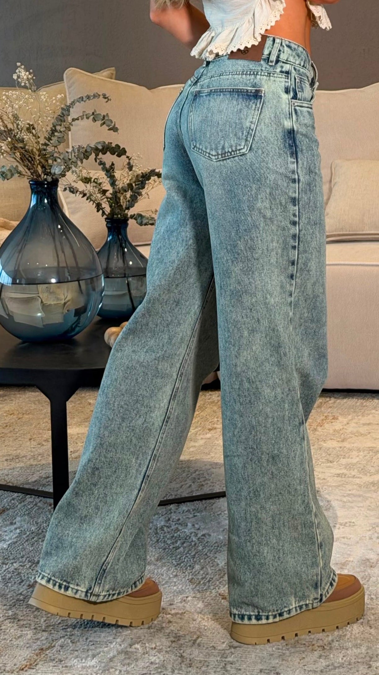 REF107301-2 Jean Wide Leg Pretina Cruzada Dirty Pardo